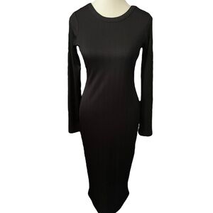 River‎ Island Mamma Collection Black Long Sleeve Dress Open Back Bodycon Size 8